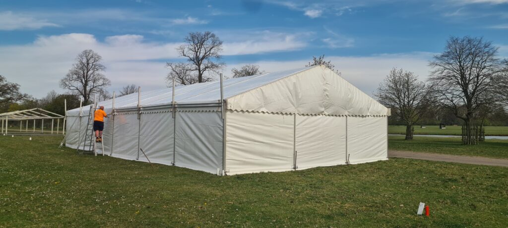 Marquee Hire for Warwickshire Clothing at Badminton Horse Trials – 9m x 18m Retail Space Delivered