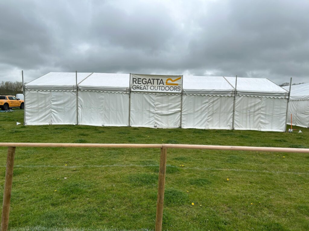 Triple Marquee Hire at Kelmarsh Garden Show – Fortis Clothing, Jagga & Crown Oak Furniture