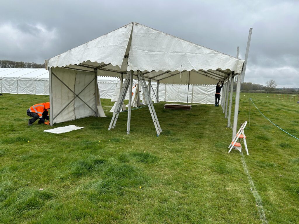 Triple Marquee Hire at Kelmarsh Garden Show – Fortis Clothing, Jagga & Crown Oak Furniture