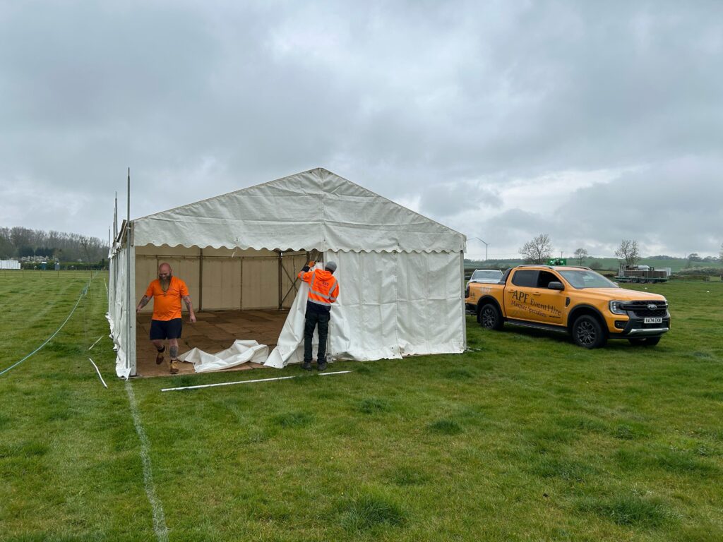 Triple Marquee Hire at Kelmarsh Garden Show – Fortis Clothing, Jagga & Crown Oak Furniture